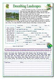 English Worksheet Describing A Landscape Picture Composition Landscape Vocabulary Worksheets