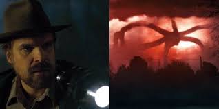 The main villain/monster for the latest season, stranger things 3, is the mind flayer. Stranger Things 2 David Harbour Teases The Giant Spider Monster Stranger Things Stranger Stranger Things 2