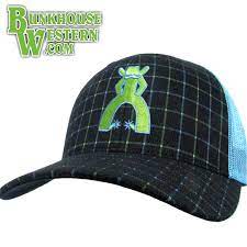 Punchy Navy Blue Grid Plaid Trucker Cap Lime Green Cowboy By Hooey Snap Back Cap 30 98 Trucker Cap Cap Hooey