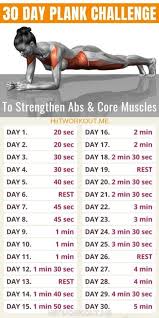 30 Day Plank Challenge To Strengthen Abs Core Muscles Easy Yoga Workouts Plank Workout 30 Day Plank Challenge