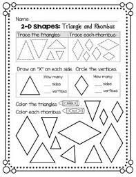 2d Shapes Triangle And Rhombus Triangle Worksheets Kindergarten Worksheets Geometry Worksheets