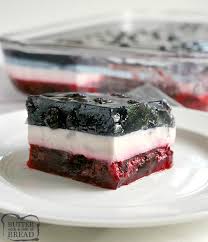 Dissolve berry blue gelatin in 1 cup boiling water; Patriotic Layered Jello Salad Butter With A Side Of Bread