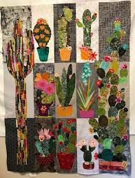Collage cactus sampler applique quilt pattern by laura heine from fiberworks inc. Laura Heine Cactus Collage Cactus Art Applique Art Textile Art