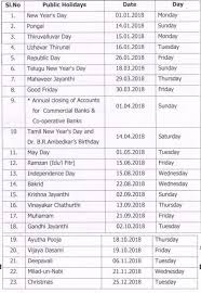 Tamilnadu Government Holidays 2018 List Pdf G O Kalvi Bhoomi