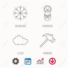 Newborn Cloud And Snowflake Icons Hammer Linear Sign Calendar