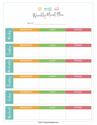 Meal Plan Template Pages Monthly Word Editable Weekly Free