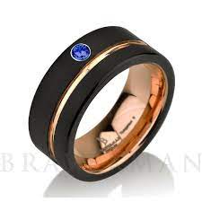 Blue Sapphire Band Mens Wedding Bands Black Tungsten Ring Etsy Aneis Bonitos Aliancas Alincas
