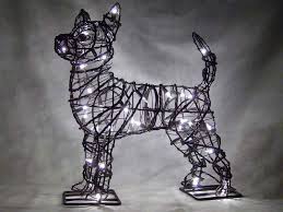 Green piece wire art topiary, animal wire art | lambert. Lighted Chihuahua Frame Garden Artisans Llc