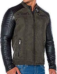 Red Bridge Men S Biker Faux Leather Red Bridge Jacket With Quilted Areas Xs 5xl R 41451w Green Black Leather Jacket Men Cool Jackets For Men Leather Jacket