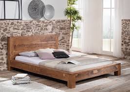 Bett akazienholz braun 200x140 cm Bett Bettgestell Shaman Akazie 200x180x85 Cm Modern