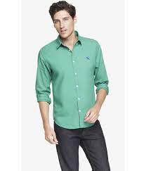 Express Small Lion Fitted Poplin Button Down Shirt In Green For Men Lyst