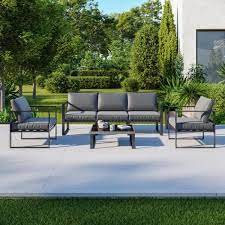 Avec son bureau basé à paris, la marque avril paris dessine ses modèles de salon de jardin, table en aluminium et autres produits en france. Salon De Jardin Design Aluminium 5 Places Couleur Gris Figari Cdiscount Jardin