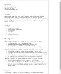 The information on this page will generally apply to all careers in this category but may not specifically apply to this career title. Financial Aid Officer Resume Example Myperfectresume