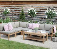 Modular 5 seater corner sofa and duka table in white aluminium. Ava Modular Sofa Set
