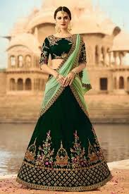 Andaazfashion Designer Dark Green Velvet Lehenga With Velvet Choli Dmv12451 Bridal Lehenga Choli Indian Lehenga Choli Indian Bridal Fashion