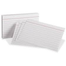 Lined index cards with ring. Oxford Ruled Heavyweight Index Cards