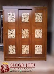 Lemari pakaian 3 pintu sliding door. Lemari Pakaian 3 Pintu Sliding Kayu Jati Model Minimalis