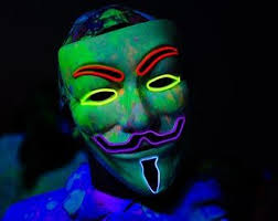 Fiber Optic Led Rave Mask Etsy Glow Mask Neon Face Paint Rave Mask