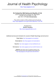 1999 2003 2007 2011 2015 2019 applied psychology. Pdf On Subjective Well Being And Quality Of Life