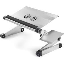 The folding laptop stand's legs accordion up and down positioning laptops at almost Uncaged Ergonomics Workez Cool Laptop Stand Silver Wecs B H