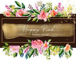 Rustic Rose Watercolor Clipart Floral Wedding Frame Clip Art Etsy Watercolor Rose Pink Flower Bouquet Floral Wedding