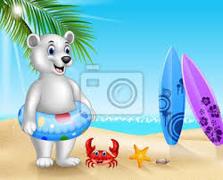 2 on une question : Ours Polaires Avec Anneau Gonflable Dans La Plage Tropicale Peintures Murales Tableaux Rire Ours Polaire Arctique Myloview Fr