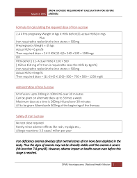 Formula For Calculating The Required Dose Of Iron Sucrose