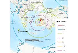 PGV shake map (cm/s) for 30 October Mw 6.9 Samos-Izmir ...