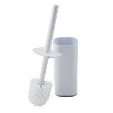 The sleek design makes for a functional and decorative piece for a bathroom, office, or dorm. Bath Bliss Acrylic Cylinder Toilet Brush Set