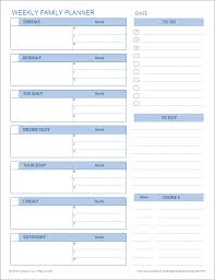 Free Printable Weekly Family Planner Pdf From Vertex42 Com Weekly Family Planner Weekly Planner Template Family Planner