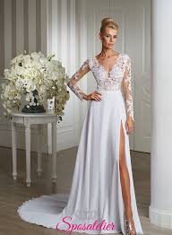 Abito da sposa inverno cerniera lace coperta cuore tulle super. Abito Da Sposa Con Maniche Lunghe In Pizzo E Gonna Con Spacco Lateralesposatelier