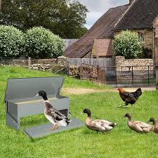 Amazon.Com : Paulozyn Automatic Chicken Feeder Treadle Large Poultry Feeders  No Waste Stainless Steel Trough With Weatherproof Lid Self-Opening For Duck  Fowl : Patio, Lawn & Garden