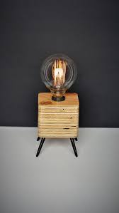 lampe de table de bureau de chevet bois recycle retro etsy table lamps for bedroom bedside lamp vintage table lamp