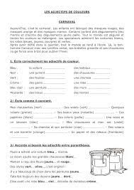 Des exercices de transposition en orthographe Adjectifs De Couleur Exercices Pdf