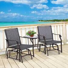 Unless, of course, you wish to steer an alternative course for comfort and go with a swiveling chair or a glider. Outsunny 2 Person Outdoor Sling Fabric Double Glider Rocker Chair With Table Black For Sale Online Ebay
