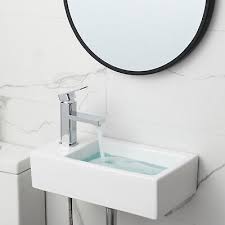 Wall Mount Bathroom Corner Sink Ceramic