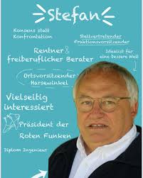 Stefan für Wahlbezirk 7 Stefan Meyer-Wilmes (der 2. Stefan mit „f“) steht  für eine Politik, die das Gespräch 🗯️ sucht statt die Konfrontation 🥊.  Mit seiner Erfahrung als Diplom-Ingenieur und freiberuflicher Berater