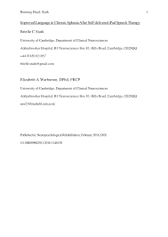 Creating the best speech therapy apps for adults is our passion. Pdf Improved Language In Chronic Aphasia After Self Delivered Ipad Speech Therapy