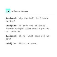 My God I Feel Like That Quiz Is From Ushijima Xd Haikyuu Haikyuu Funny Haikyuu Characters