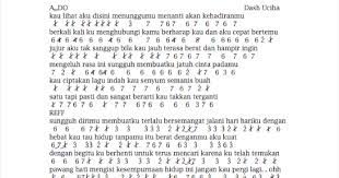 Not Angka Lagu Dash Uciha - Merindukanmu - Not Angka
