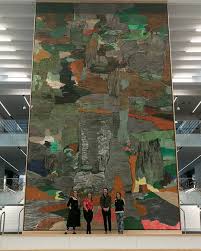 Andreas Eriksson Studio Berlin On Instagram Studio Crew In Front Of Andreas S Painting At The New Karolinska Hospital In Stockho Painting Large Painting Art