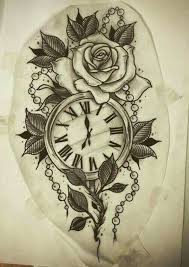 Rose And Pocket Watch Tattoo Design Watch Tattoos Pocket Watch Tattoos Watch Tattoo Design