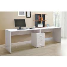 Black And White Computer Table Design Modern White Single Pedestal Desk With Small Black Bookcase And Cream Wall Paint Color Also W White Computer Desk Minimalist Computer Desk Modern Computer Desk