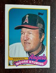 1989 Topps #444 Moose Stubing Manager & UNMARKED Team chklst Angels FREE  ship