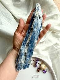 Large Blue Kyanite Crystal with Quartz, Muscovite + Black Tourmaline