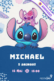 Convite Lilo & Stitch para Editar Grátis