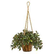 faux silk hanging basket plants nearly natural artificial indoor for baskets glass bowls