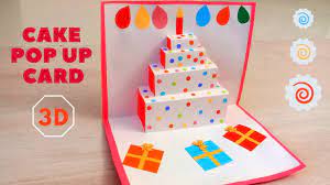 Place the 11 x 41/4 piece of card stock horizontally on your score board and score at 51/2. Diy Easy 3d Cake Pop Up Card How To Make Pop Up Birthday Cards Youtube