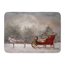 Shop Sleigh Christmas Sleight Is Ready To Go In Winter Scenery Santa Forest Doormat Floor Rug Bath Mat 23 6x15 7 Inch Multi Overstock 31775244