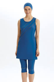 Adasea Yari Kapali Tesettur Mayo Kolsuz 3200 Acik Lacivert 2020 Mayolar Gelin